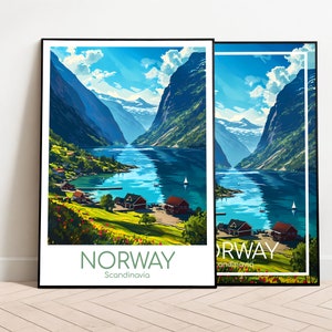 Norwegen Reiseposter Norwegen Poster Wall Art Skandinavien Vintage Poster Norwegen Travel Poster Geschenk Norwegen Print Reisedruck