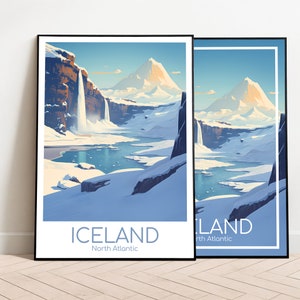 Iceland Reiseposter Iceland Poster Wall Art Vintage Poster Travel Poster Geschenk Iceland Print Kunstdruck
