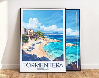 Formentera Poster Formentera Wall Art Spain Balearic Islands Formentera Travel Poster Formentera Print Vintage Formentera Gift Formentera