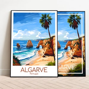 Pôster de viagem do algarve, pôster de arte de parede, portugal, pôster de viagem do algarve, presente, algarve, impressão artística