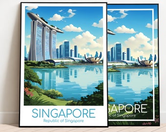 Pôster de Viagem de Singapura, Pôster de Singapura para Parede, Pôster Vintage, Presente de Viagem, Impressão de Arte de Singapura