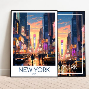 Poster di viaggio di Times Square, New York, poster di Times Square, arte murale, poster vintage USA, poster di viaggio di Times Square, stampa di Times Square, stampa di viaggio
