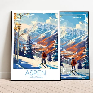 Aspen Travel Poster Aspen Poster Wall Art USA Vintage Poster Aspen Travel Poster Gift Aspen Print Travel Print