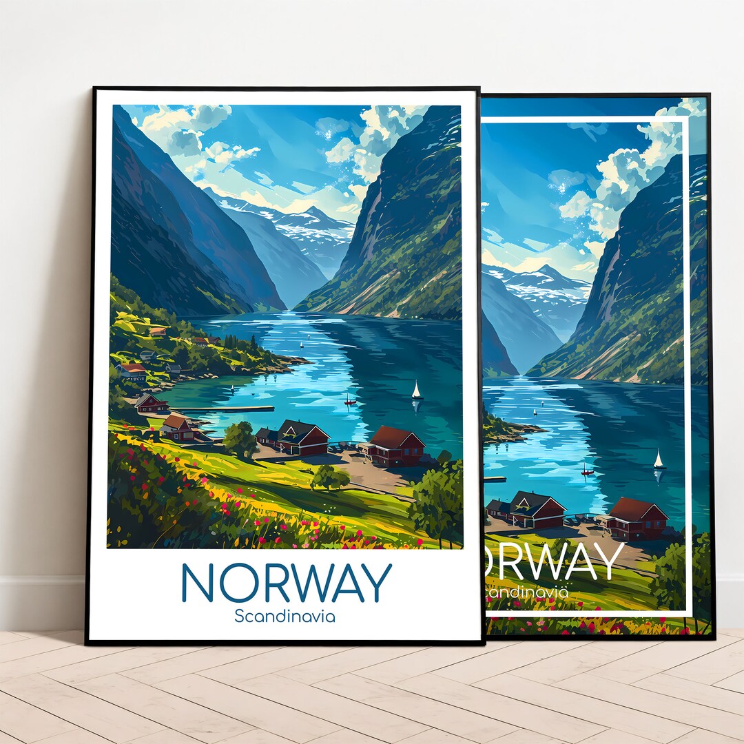Norway Travel Poster Norway Poster Wall Art Scandinavia Vintage Poster ...