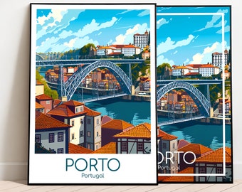 May include: A colorful illustration of the city of Porto, Portugal, with a bridge over a river and buildings in the background. The text "PORTO" and "Portugal" are printed below the image.