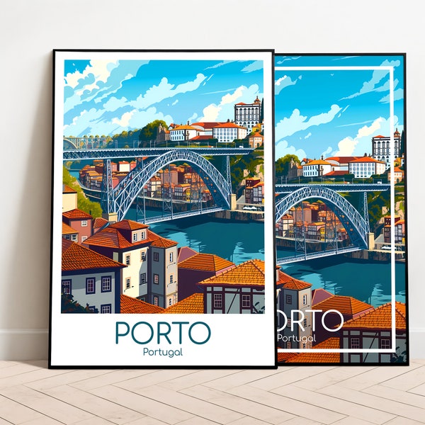 Porto Travel Poster Old Town Porto Poster Old Town Wall Art Portugal Vintage Poster Porto Old Town Travel Poster Porto Print Travel Print