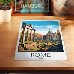 Rome Poster Rome Wall Art Italy Rome Travel Poster Rome Print Vintage Rome Gift Rome Travel Print Roman Forum image 8