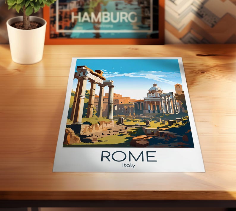 Rome Poster Rome Wall Art Italy Rome Travel Poster Rome Print Vintage Rome Gift Rome Travel Print Roman Forum image 8