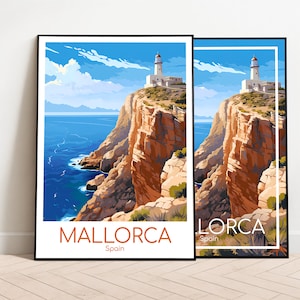 Cartaz de viagem de maiorca boné de formentor cartaz de maiorca arte da parede espanha cartaz do vintage cartaz de viagem de maiorca impressão de arte de maiorca