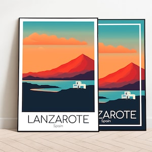 Póster de viaje de Lanzarote Póster de Lanzarote Arte de pared Póster vintage de España Póster de viaje Regalo Impresión de Lanzarote Impresión artística