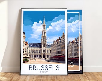 Brussels Poster Brussels Wall Art Belgium Brussels Travel Poster Brussels Print Vintage Brussels Gift Brussels Travel Print