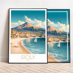 Sicily Travel Poster Sicily Poster Wall Art Italy Vintage Poster Travel Poster Gift Sicily Print Art Print