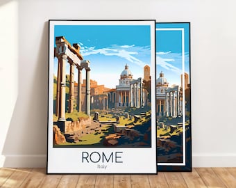 Rome Poster Rome Wall Art Italy Rome Travel Poster Rome Print Vintage Rome Gift Rome Travel Print Roman Forum