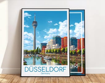 Düsseldorf Poster Düsseldorf Wall Art Germany Düsseldorf Travel Poster Düsseldorf Print Vintage Düsseldorf Gift Düsseldorf Travel Print