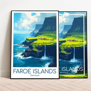 Färöer Inseln Reiseposter Färöer Inseln Poster Wall Art Dänemark Vintage Poster Färöer Inseln Travel Poster Färöer Inseln Print Reisedruck