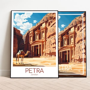 Poster di viaggio Petra Poster Petra Wall Art Jordan Poster vintage Poster di viaggio Petra Regalo Stampa Petra Stampa di viaggio