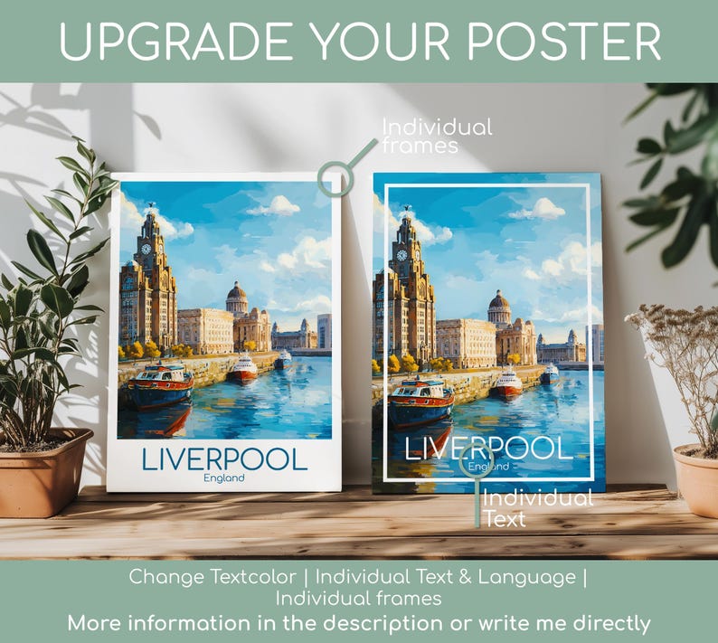 Liverpool poster - Deze poster van Liverpool straalt de sfeer van een maritieme haven uit, perfect als wanddecoratie, Engeland, print, cadeau, woondecoratie of reisposter. afbeelding 10