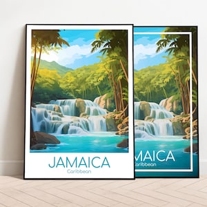 Affiche de voyage en Jamaïque Affiche de la Jamaïque Art mural Affiche vintage des Caraïbes Affiche de voyage en Jamaïque Cadeau Impression de la Jamaïque Impression de voyage