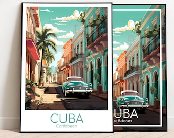 Cuba Travel Poster Cuba Poster Wall Art Caribbean Vintage Poster Travel Poster Gift Cuba Print Art Print