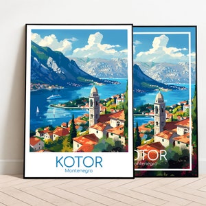 Póster de viaje de Kotor Póster de Kotor Arte de pared Póster vintage de Montenegro Póster de viaje de Kotor Regalo Impresión de Kotor Impresión de viaje