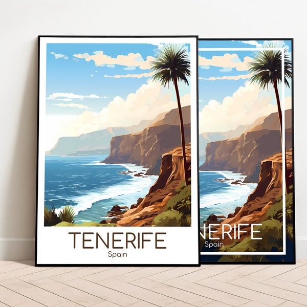 Tenerife Travel Poster Tenerife Poster Wall Art Spain Vintage Poster Tenerife Travel Poster Gift Tenerife Print Art Print