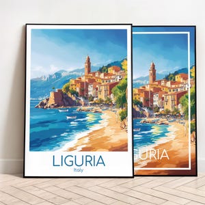 Liguria Travel Poster Liguria Poster Wall Art Italy Vintage Poster Liguria Travel Poster Gift Liguria Print Travel Print