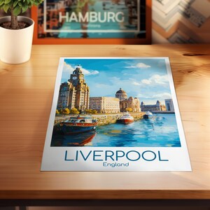 Liverpool poster - Deze poster van Liverpool straalt de sfeer van een maritieme haven uit, perfect als wanddecoratie, Engeland, print, cadeau, woondecoratie of reisposter. afbeelding 8