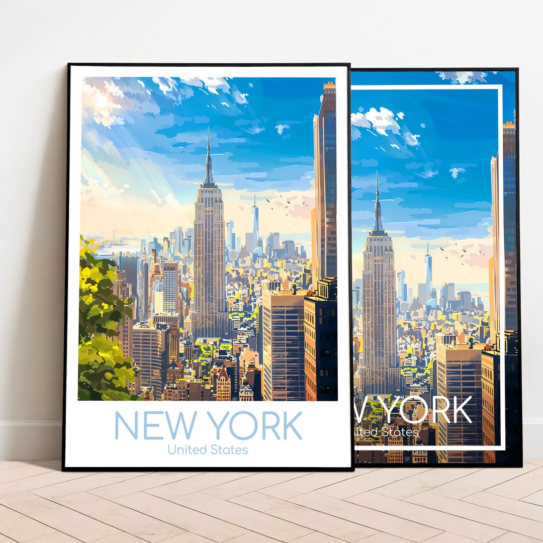 New York Reiseposter Empire State Building New York Poster Wall Art USA ...