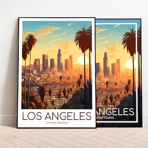 Los Angeles Travel Poster Los Angeles Poster Wall Art USA Vintage Poster Travel Poster Gift Los Angeles Print Art Print