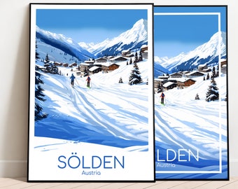 Affiche de voyage Sölden Affiche Sölden Wall Art Autriche Affiche vintage Affiche de voyage Sölden Cadeau Impression Sölden Impression de voyage