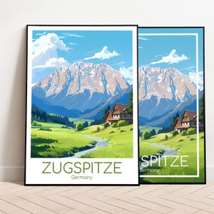Zugspitze Reiseposter Zugspitze Poster Wall Art Deutschland Vintage Poster Zugspitze Travel Poster Geschenk Zugspitze Print Kunstdruck