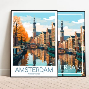 Amsterdam Reiseposter Herbst Amsterdam Poster Herbst Niederlande Vintage Poster Amsterdam Travel Poster Herbst Amsterdam Print Reisedruck