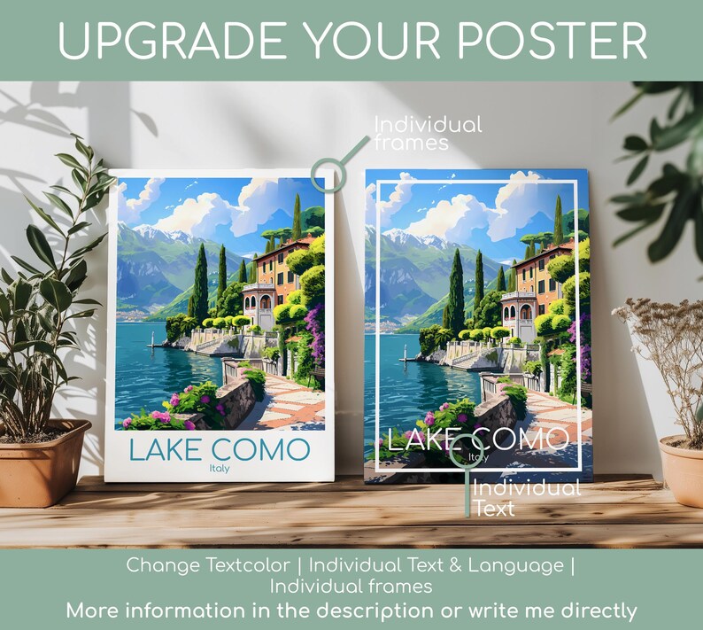 Póster del Lago de Como para pared, Póster de viaje del Lago de Como, Póster vintage de Italia, Póster de viaje del Lago de Como para regalo, Lámina del Lago de Como, Lámina de viaje imagen 10