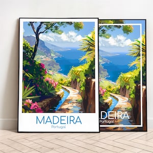 Madeira Reiseposter Madeira Poster Wall Art Portugal Vintage Poster Madeira Travel Poster Geschenk Madeira Print Reisedruck