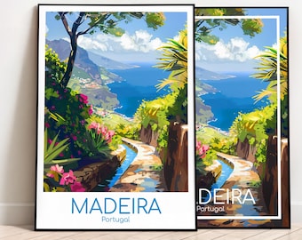Madeira Travel Poster Madeira Poster Wall Art Portugal Vintage Poster Madeira Travel Poster Gift Madeira Print Travel Print