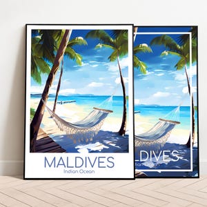 Maldives Travel Poster Maldives Poster Wall Art Indian Ocean Vintage Poster Travel Poster Gift Maldives Print Art Print