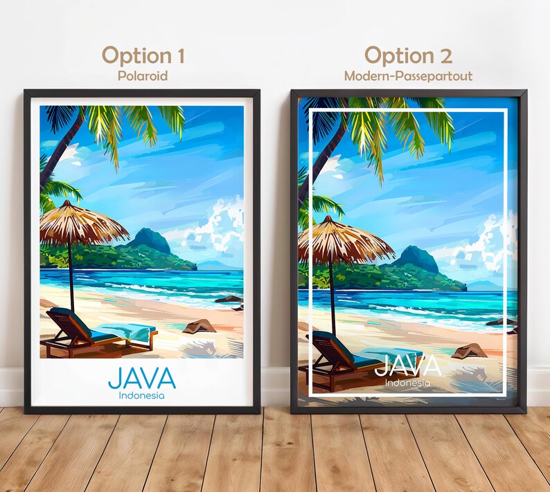 Java Poster Java Wall Art Indonesien Java Reiseposter Java Print Vintage Java Geschenk Java Reisedruck Strand Urlaub Bild 2
