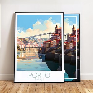 Porto Poster Old Town Porto Wall Art Portugal Porto Travel Poster Porto Print Vintage Porto Gift Porto Travel Print image 1
