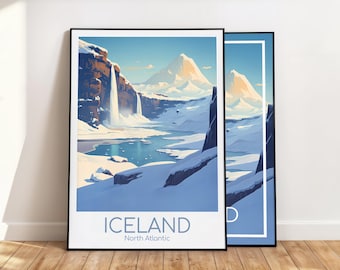 Iceland Poster Iceland Wall Art Iceland Travel Poster Iceland Print Vintage Iceland Gift Iceland Travel Print