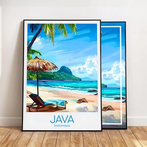Java Poster Java Wall Art Indonesien Java Reiseposter Java Print Vintage Java Geschenk Java Reisedruck Strand Urlaub