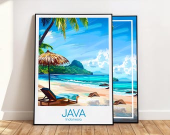 Poster di Java Arte murale di Java Indonesia Poster di viaggio di Java Stampa di Java Regalo vintage di Java Stampa di viaggio di Java Vacanza al mare