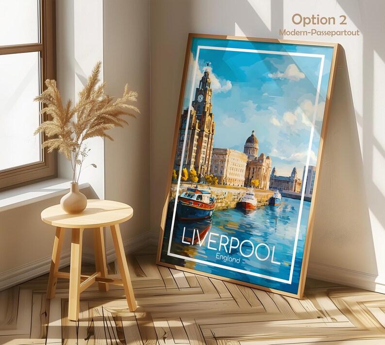 Liverpool poster - Deze poster van Liverpool straalt de sfeer van een maritieme haven uit, perfect als wanddecoratie, Engeland, print, cadeau, woondecoratie of reisposter. afbeelding 4
