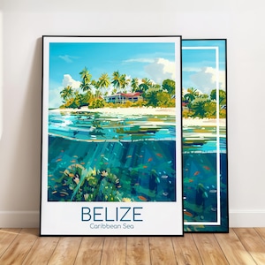 Belize Poster Belize Wall Art Karibik Mittelamerika Belize Reiseposter Belize Print Vintage Belize Geschenk Belize Reisedruck