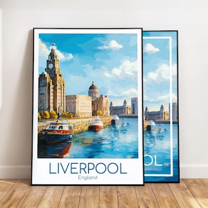 Liverpool poster - Deze poster van Liverpool straalt de sfeer van een maritieme haven uit, perfect als wanddecoratie, Engeland, print, cadeau, woondecoratie of reisposter. afbeelding 1