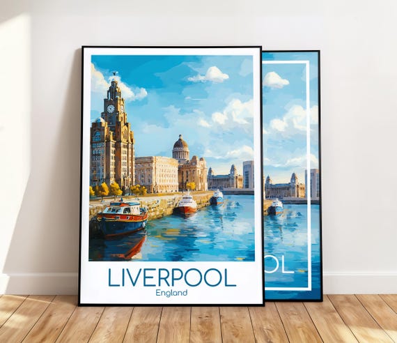 Liverpool Poster - Maritimes Hafenflair auf diesem Liverpool Reiseposter, England, Print, Geschenk, Wohndekoration, Motiv, Reiseplakat