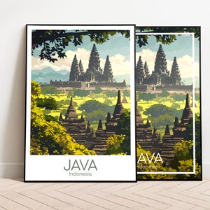 Cartaz de viagem Java Cartaz de parede de arte de parede da Indonésia Cartaz vintage Cartaz de viagem Java Presente Impressão Java Impressão de viagem