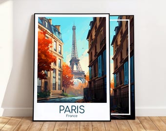 Paris Autumn Poster, Paris Autumn Wall Art, France, Paris Autumn Travel Poster, Paris Autumn Print, Vintage Paris Gift, Paris Travel Print