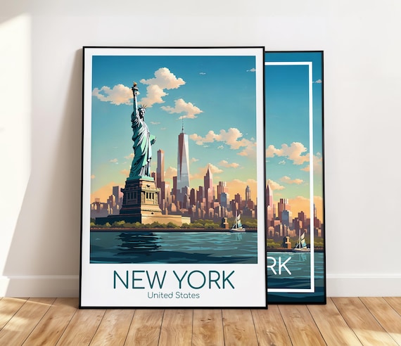 New York Poster New York Reiseposter Vereinigte Staaten Art Print New York Vintage Travel Poster Geschenk New York Print Kunstdruck