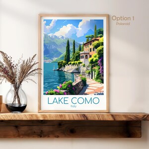 Póster del Lago de Como para pared, Póster de viaje del Lago de Como, Póster vintage de Italia, Póster de viaje del Lago de Como para regalo, Lámina del Lago de Como, Lámina de viaje imagen 3