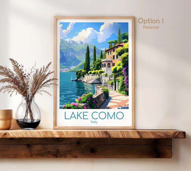 Póster del Lago de Como para pared, Póster de viaje del Lago de Como, Póster vintage de Italia, Póster de viaje del Lago de Como para regalo, Lámina del Lago de Como, Lámina de viaje imagen 3
